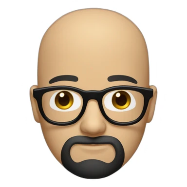 A bald man with black round glasses and a black beard. sticker