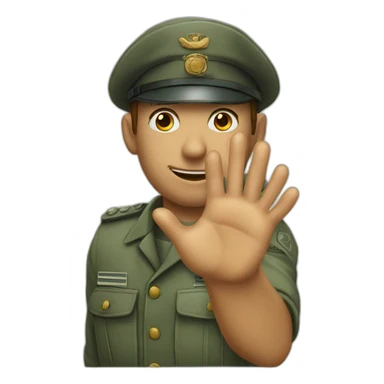 A man face salutes wjth his hand like a soldier sol sticker