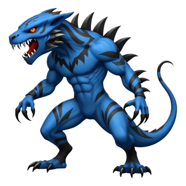 Black and Blue Venom-Stitch-Charizard-Salandit-Sneasel-fusion, full body, tribal markings  sticker
