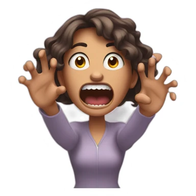 A woman acting like a monster with her hand and her face says grrr. Both hands are visible !  sticker