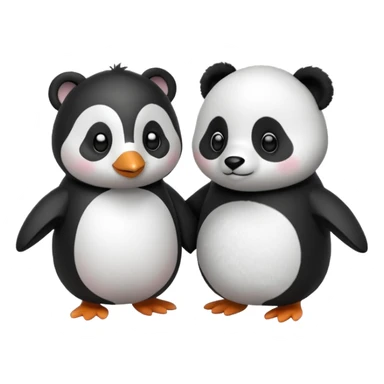 Pinguin with Panda Hand on Hand sticker
