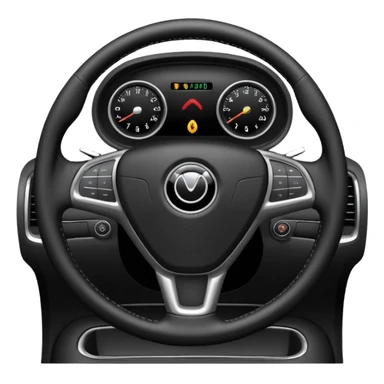 The car's steering wheel is black and only the center has a light on it. sticker