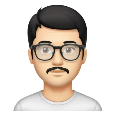 man with a short beard and a mullet black hair and transparent glacess  sticker