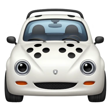 White car with black spots wherever hitler had hair and facial hair sticker