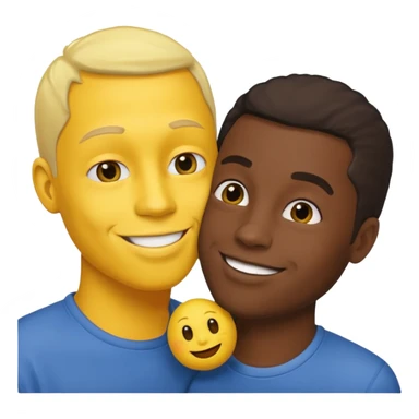 a black guy kissing a yellow guy sticker