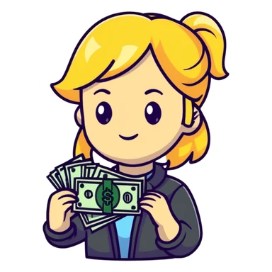 blonde girl with cash sticker