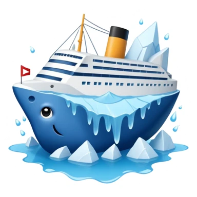kawaii titainic crashing into an iceberg sticker