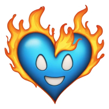 Blue heart with flames sticker