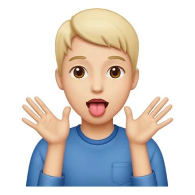 hands to the side tongue out sticker