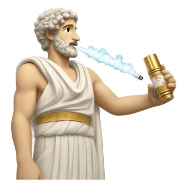 Ancient Greek holding a vape sticker