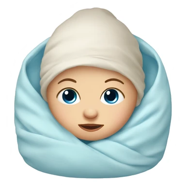 Newborn baby with blue eyes swaddled in crib sticker