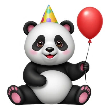 Panda with party hat and balloon sticker