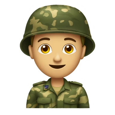 crie um emoji de um militar do exercito brasileiro com o camuflado típico sticker