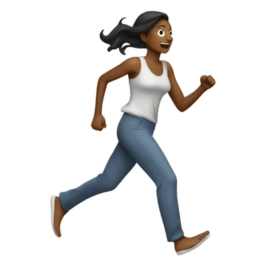 women running to bed sticker