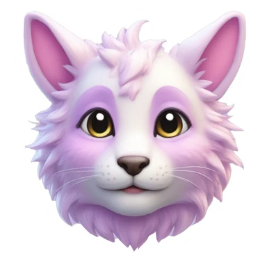 Kawaii cute colorful bright light pastel lilac-pink-white-gradient fantasy ethereal anthro fursona animal creature sticker