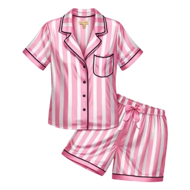 Striped pink and white silk Victoria’s Secret pajama set sticker