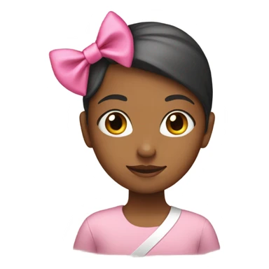 a girl with a little pink ribbon on her head sticker