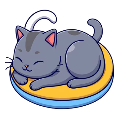 cozy cat sleeping on a soft cushion sticker
