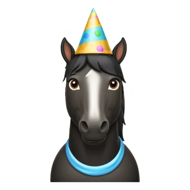 black horse in t shirt with party hat front view sticker