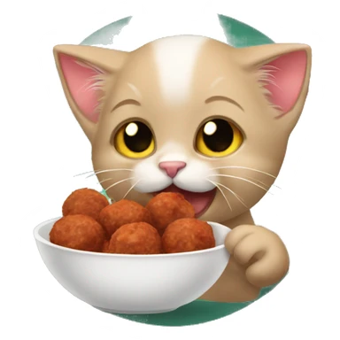 Kitten eating meatballs  sticker