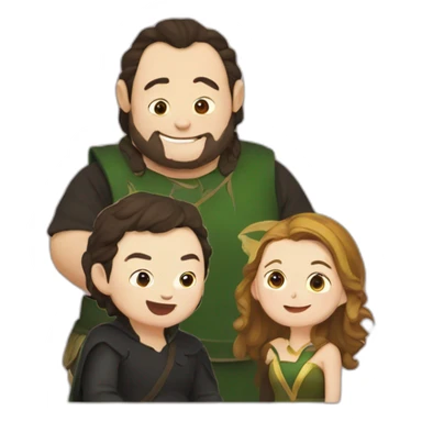 fat loki and silvi eating and laughing sticker