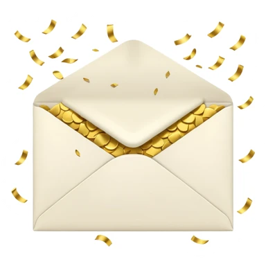 white envelope and gold confetti sticker