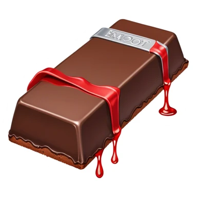 The image shows a partially unwrapped chocolate bar, with its red and silver wrapper pulled down, revealing the chocolate inside. Part of the chocolate is melting, dripping from the edge, creating a smooth and glossy effect.  sticker