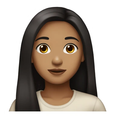 girl, brown light skin, 25 years old, brown eyes, black long straight hair sticker