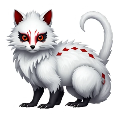 a shiny white with black belly and red eyes exotic edgy vernid-fionbri-creature full body sticker