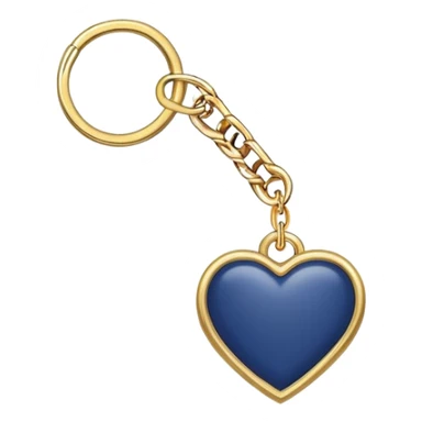Navy blue heart with gold chains charm keychain sticker