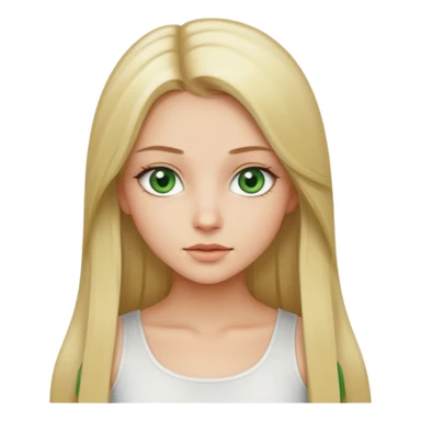 Pretty girl with long straight blonde hair, green eyes and white crop top sticker