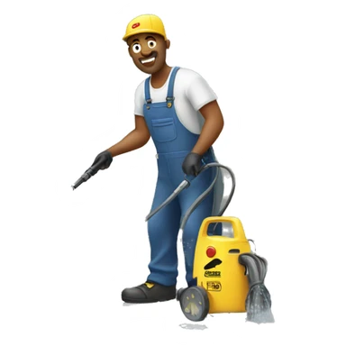 Man pressure washing  sticker