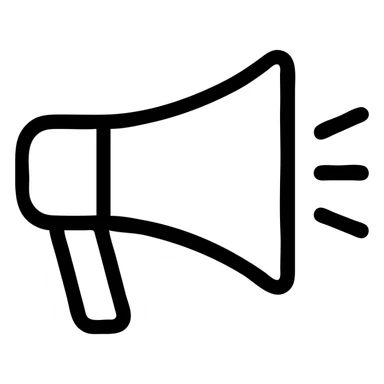 megaphone icon, minimal outline, modern icon style sticker