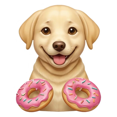 A yellow lab smiling with doughnuts  sticker