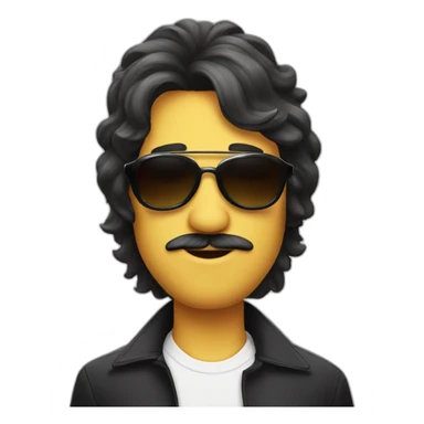 face wearing sunglasses with Beatles hairdo sticker