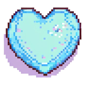 cute heart pixel art style no background sticker