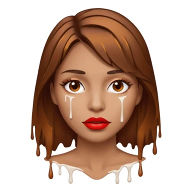 Brown Hair, Woman, white paint drip, face, hot, Sexy, lips sticker