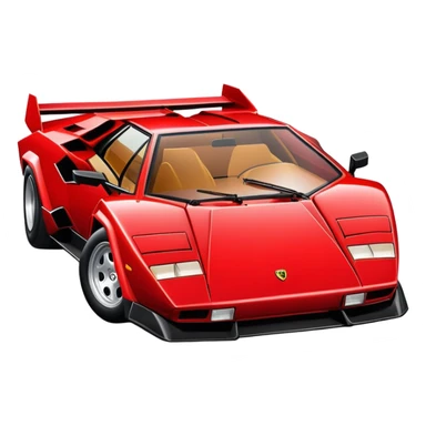 Bright red Lamborghini Countach, classic supercar with wedge shape and low profile sticker