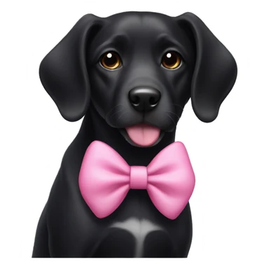 Black doggy with a pink bow on her ear sticker