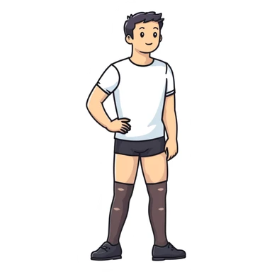 man wearing shorts and black sheer pantyhose sticker