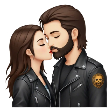 A rocker girl with kissing a brunette boy with a beard and leather jacket  sticker