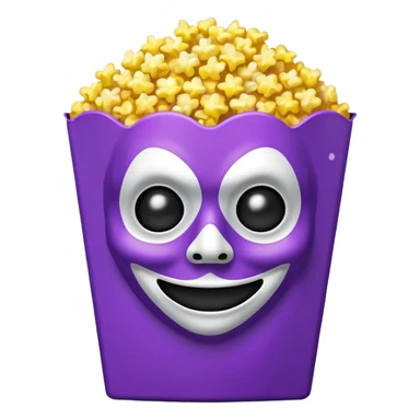 Glitter purple and yellow popcorn with ghostface mask in packaging sticker