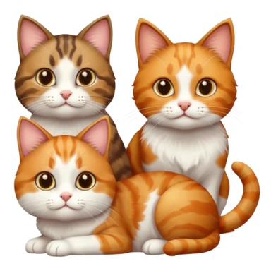 3 cats different colours including brown tabby and white, light patchy calico, and ginger and white sticker