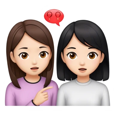 two asian girls yapping brown hair and black hair sticker