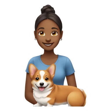 smiling girl with corgi sticker