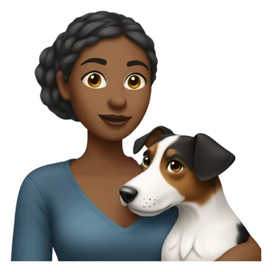 Black woman with long hair holding jack Russell terrier sticker