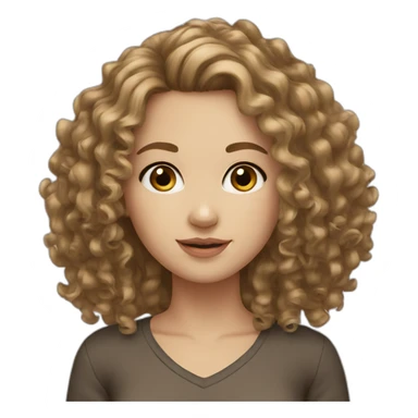 white girl brown curly hair sticker