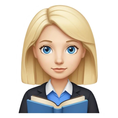 very blonde hair blue eyes teacher female holding books sticker