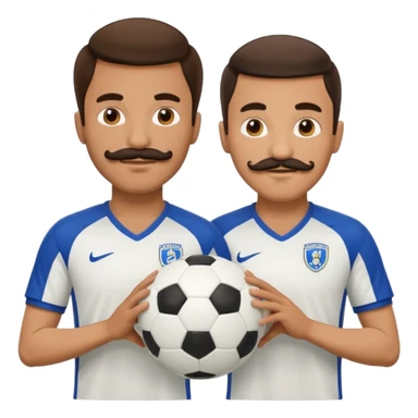 soccer players with mustache holding soccer ball sticker