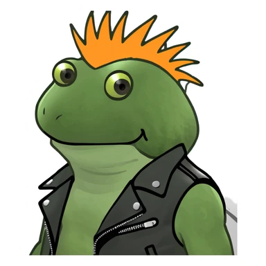 punk frog with mohawk, attitude, vibrant colors, street style sticker
